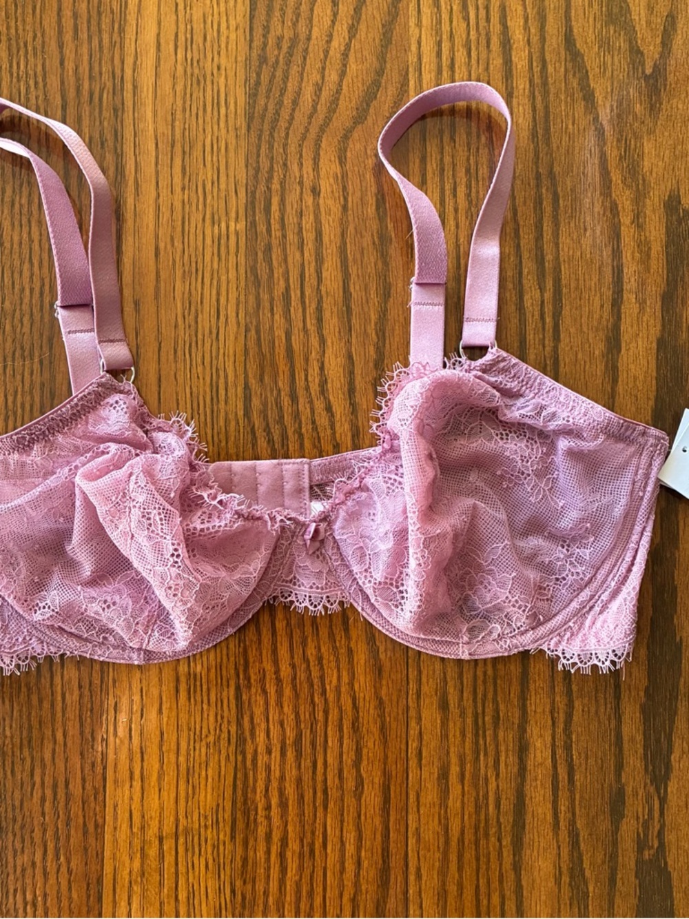 NWT Auden Lace Unlined Comfort Wire Demi Coverage Bra 38D Mauve Pink